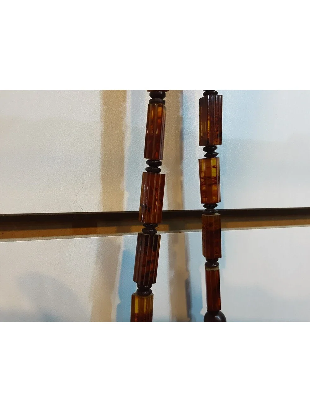 Vintage Rootbeer Bakelite Hand Carved Necklace, Choker